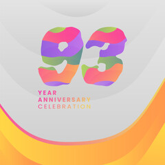 93 Years Annyversary Celebration. Abstract numbers with colorful templates. eps 10.