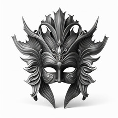 Elegant Venetian Carnival Mask in Black Vector Illustration