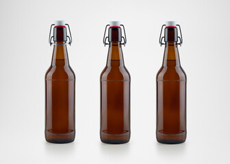 Flip top beer bottles mockup isolated on white background