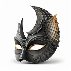 Elegant Venetian Carnival Mask in Black Vector Illustration