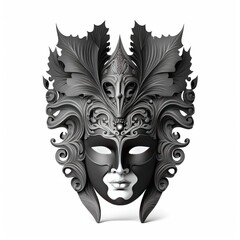 Elegant Venetian Carnival Mask in Black Vector Illustration