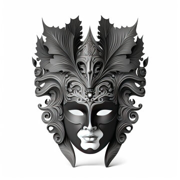 Elegant Venetian Carnival Mask in Black Vector Illustration