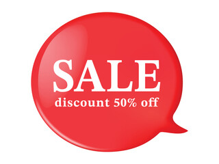 Sale red banner and discount percentage. Special offer badge. 3d vector sale label.