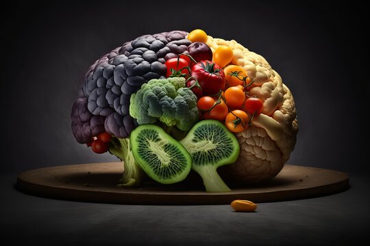 Human brain is made of vegetables and fruits created using origin AI technology.