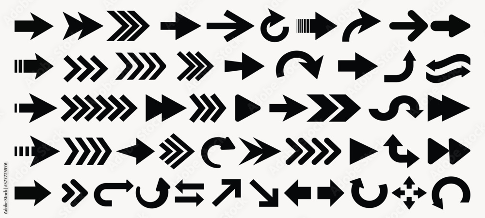 Sticker black arrow icon set. arrow. cursor. arrow vector icon. modern simple arrows. vector illustration