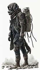 Fototapeta premium Stalker from wasteland, nuclear war survival human