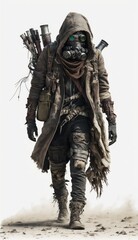 Fototapeta premium Stalker from wasteland, nuclear war survival human