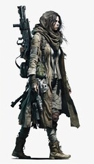 Fototapeta premium Stalker from wasteland, nuclear war survival human