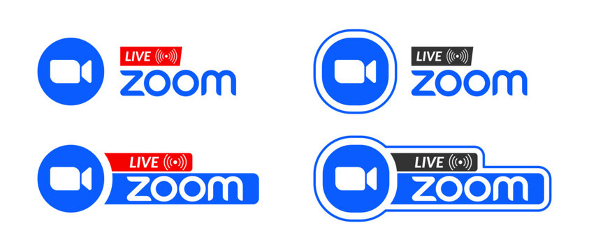 Set live zoom logo icon design vector on transparent background. Zoom meeting icon set isolated