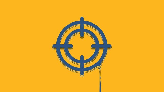 Blue Target sport icon isolated on orange background. Clean target with numbers for shooting range or shooting. 4K Video motion graphic animation