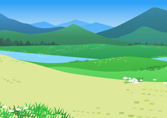 夏の山と裾野の風景