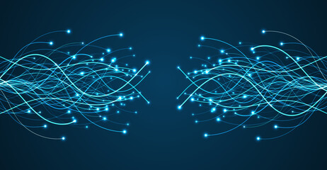 Ai technology. Concept of artificial intelligence. Blue and dots lines. Digital, communication, science, networks