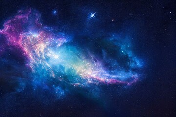 Colorful space galaxy nebula. Stary night cosmos. Universe science astronomy. Supernova background wallpaper. Generative AI