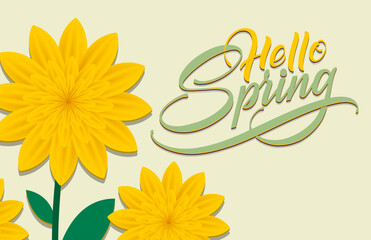 Fototapeta na wymiar hello spring. flowers with typography letter