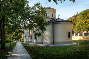 Fototapeta na wymiar Orthodox Christian Monastery of St. Archangel Gabriel (Manastir Sv. Arhangela Gavrila) in Pirkovac, Serbia