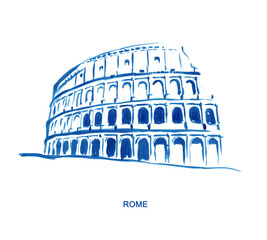 Naklejka na ściany i meble Rome, Coliseum, Italy, city , cityscape, building, street, city sketch, architecture , watercolor