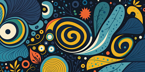 Naklejka premium Abstract doodle pattern background - Generative AI