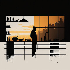 illustration of a silhouette of cooker
