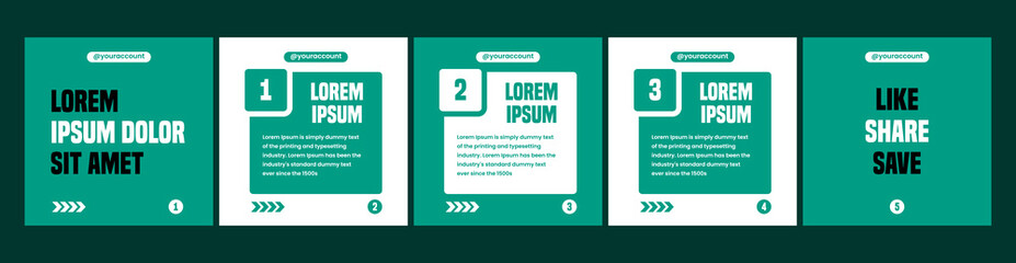 carousel template for social media post. carousel, banner or microblog template with green color © Rozin