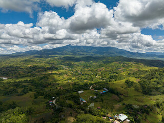 Mountain slopes with farmland of farmers. Negros, Philippines