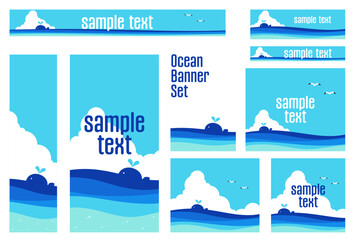 Naklejka premium バナーセット_海とくじら