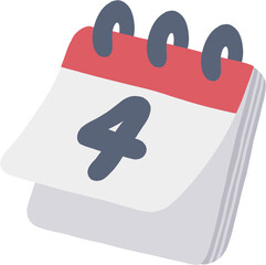 Cute minimal calendar day 4 illustration. sticker template decorated