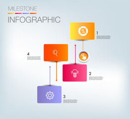 Infographic template for business 4 Steps processes  modern Timeline chart with table, and presentation business can be used for Business concept