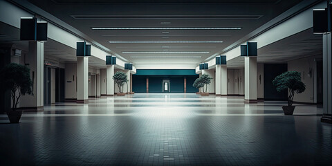 Empty abandoned entrance hall - Generative AI