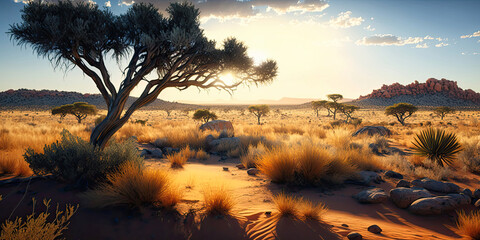 The Kalahari desert - Generative AI - obrazy, fototapety, plakaty