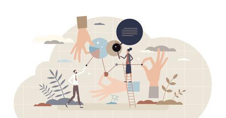 Data exploration and information research with analysis strategy tiny person concept, transparent background. Company finance info expertise and statistic chart examination illustration.