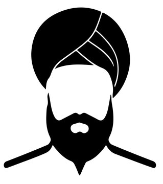 Sikh man with beard and turban icon
