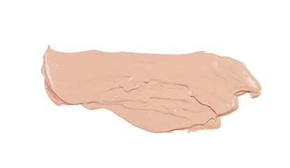 Abstract smear of beige makeup foundation, tonal cream isolated on transparent background as...