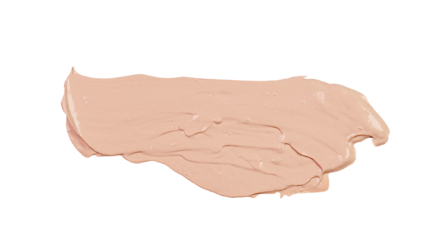 Abstract smear of beige makeup foundation, tonal cream isolated on transparent background as sample, PNG