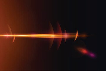 Golden transparent light lens flares streaks