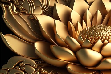 Luxurious golden lotus illustration, beautiful print for your decor and design. AI