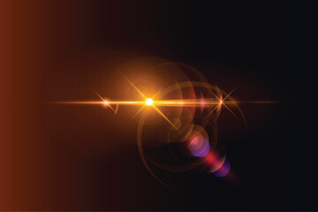 Golden transparent light lens flares streaks
