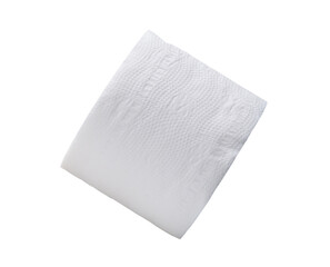 Single roll of white tissue paper or napkin isolated on white background with clipping path in png file format