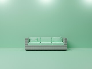 modern green living room with sofa