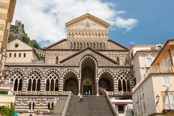 Fototapeta na wymiar Amalfi, Salerno. Facciata delDuomo • Cattedrale di Sant'Andrea 