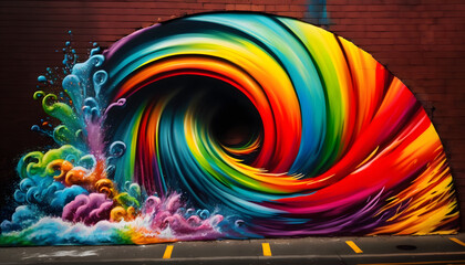 Rainbow colorful graffiti. Generative AI