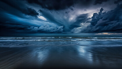 This stunning Image captures the dramatic beauty of a sunset as the sky is mirrored in the clear waters below. -- Perfect Holyday destination for summer Generative AI.	