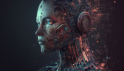 Futuristic robot created with Generative AI