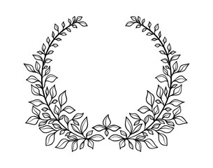 Floral decorative wreath, elegant ornament for logo, diploma, anniversary and wedding invitation and many more