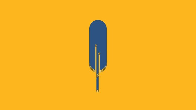 Blue Feather pen icon isolated on orange background. 4K Video motion graphic animation