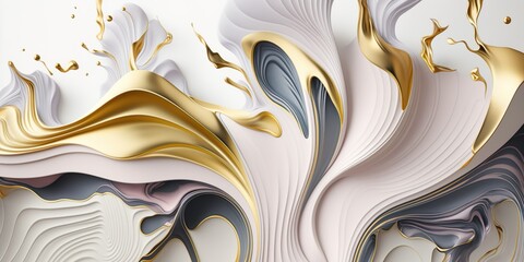 Marble and gold pastel purple tones background, Textured and wavy liquid or cloth substances like milk or cotton beautiful wallpaper, Generative AI