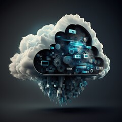 Data internet cloud storage concept created with Generative AI