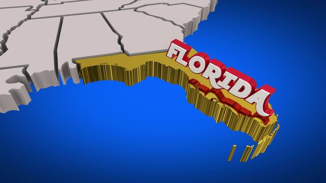 Florida FL State Map Travel Tourism 3d Animation