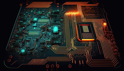 Circuit board for data analysis concept created with Generative AI