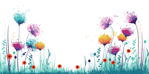 Fototapeta sfondo, fiori, piante, primavera, campo fiorito, pennellate di colore obraz