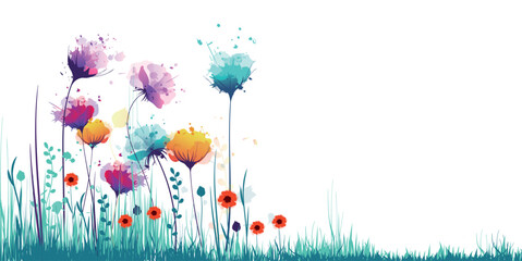 sfondo, fiori, piante, primavera, campo fiorito, pennellate di colore - 577750166